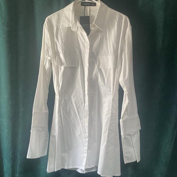 NWT Lioness Women's Cover Girl Mini Button-up Shirt Dress White Medium - Picture 2 of 9